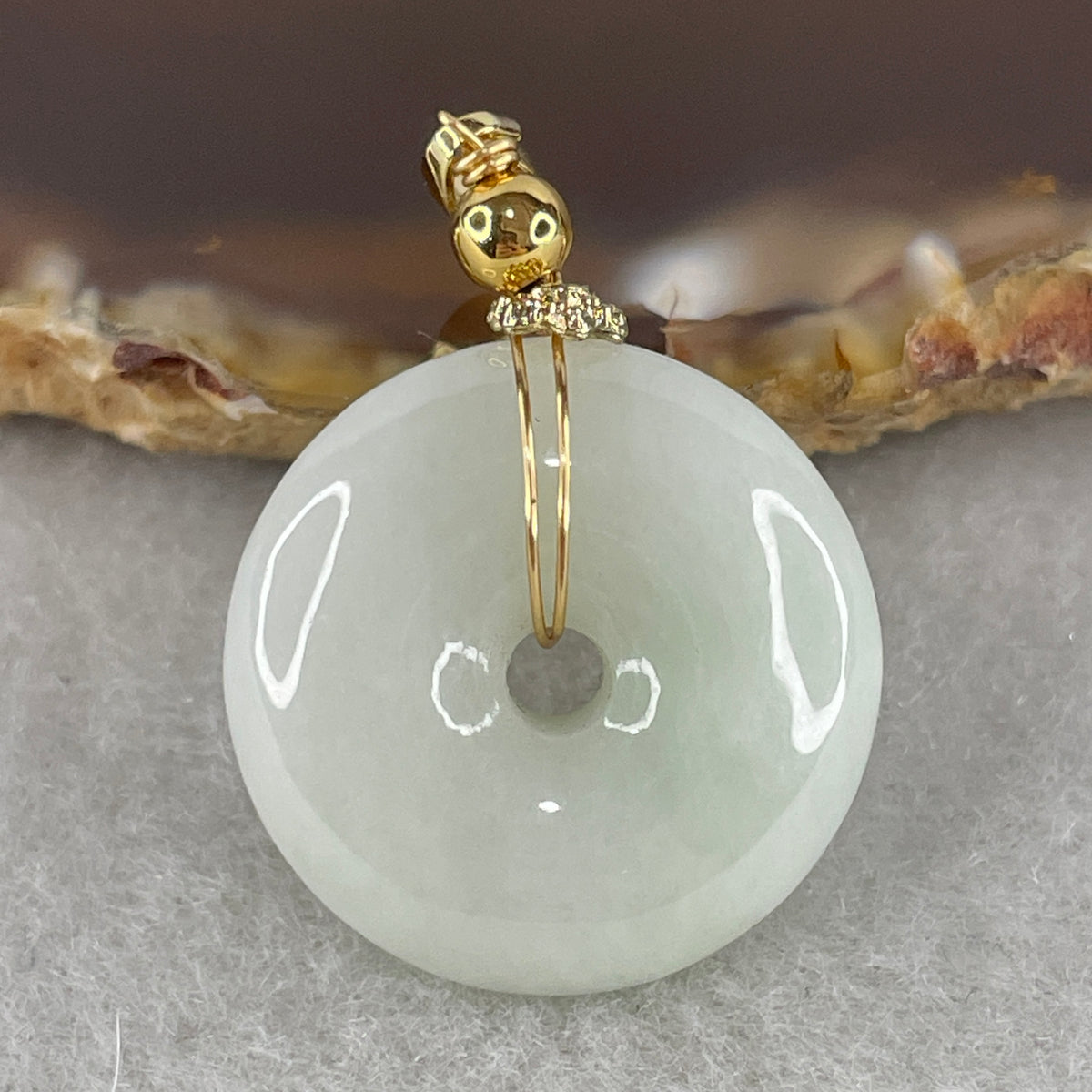Natural Type A Faint Green to White Jadeite Ping An Kou Pendant | 21mm Ultra-Thick Jade Peace Disc Talisman (6.86g | 21.4 x 7.1mm) - Huangs Jadeite and Jewelry Pte Ltd