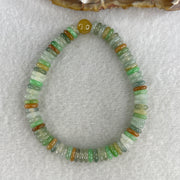 Natural Type A Muti Color Green with Yellow Blueish Green Colorless Jadeite Donut Beads Bracelet 19.89g 16cm 7.1mm 80 Pcs - Huangs Jadeite and Jewelry Pte Ltd