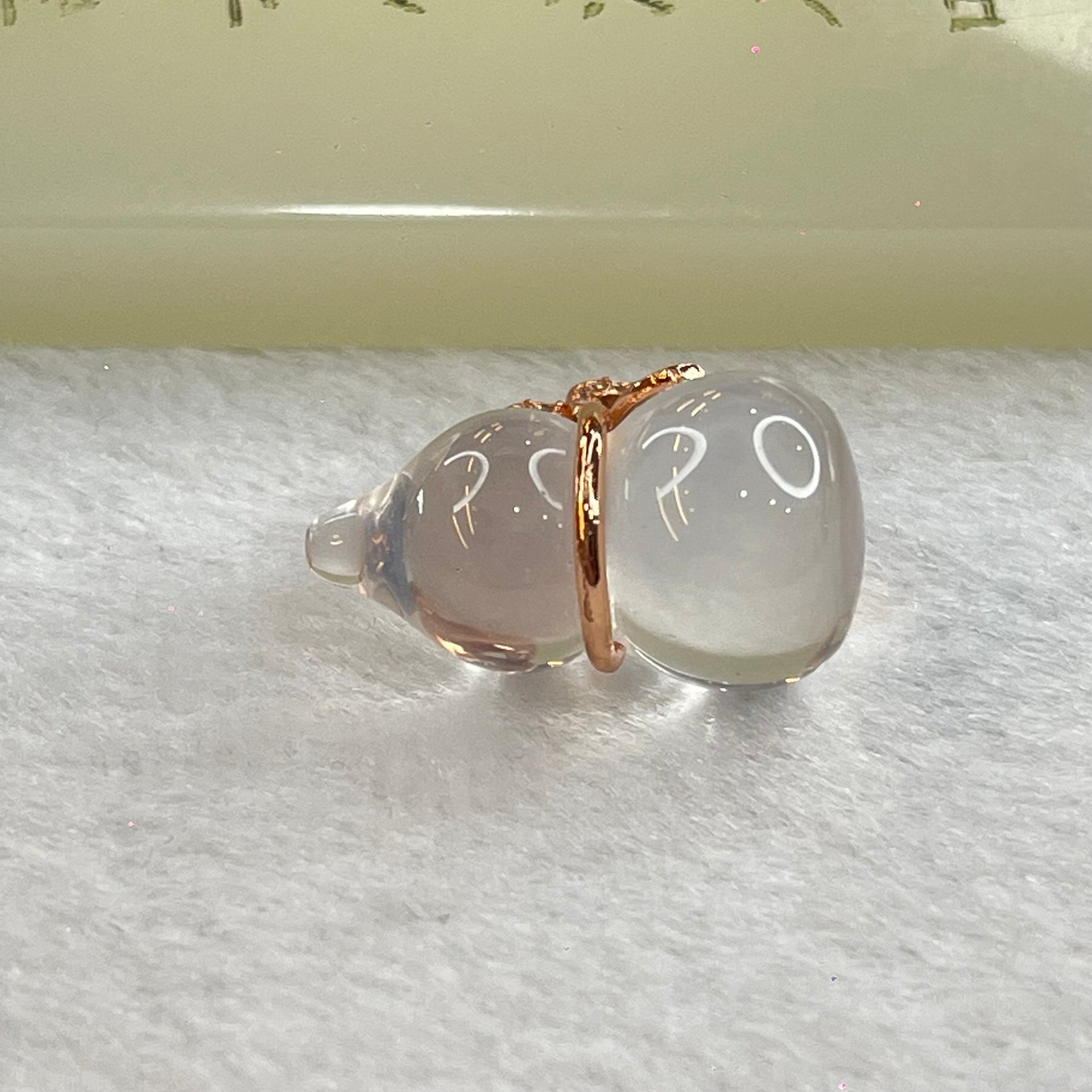 Natural Clear Quartz in Rose Gold Colour Hulu Pendant 4.96g 22.4 by 12.7mm - Huangs Jadeite and Jewelry Pte Ltd