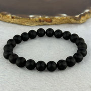 Natural Dark Matt Black Amber Beads Bracelet 天然大黑天翁琥珀手链 7.08g 15cm 8.4mm 22 Beads - Huangs Jadeite and Jewelry Pte Ltd