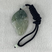 Type A Semi Icy Blueish Green  Jadeite Guan Yin and Elephant Samantabhadra Bodhisattva Pendant 21.65g 51.8 by 33.7 by 7.9mm - Huangs Jadeite and Jewelry Pte Ltd