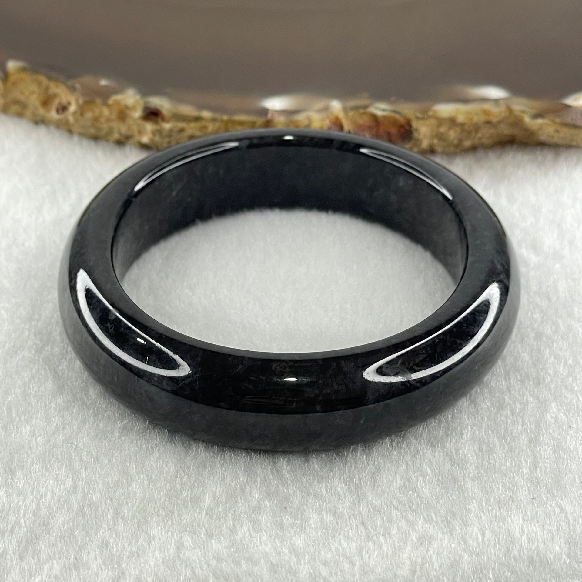 Natural Type A Opaque Wuji Black Jadeite Bangle 47.08g Inner Diameter 50.9mm 12.7 by 7.8mm (No Visible Line) - Huangs Jadeite and Jewelry Pte Ltd