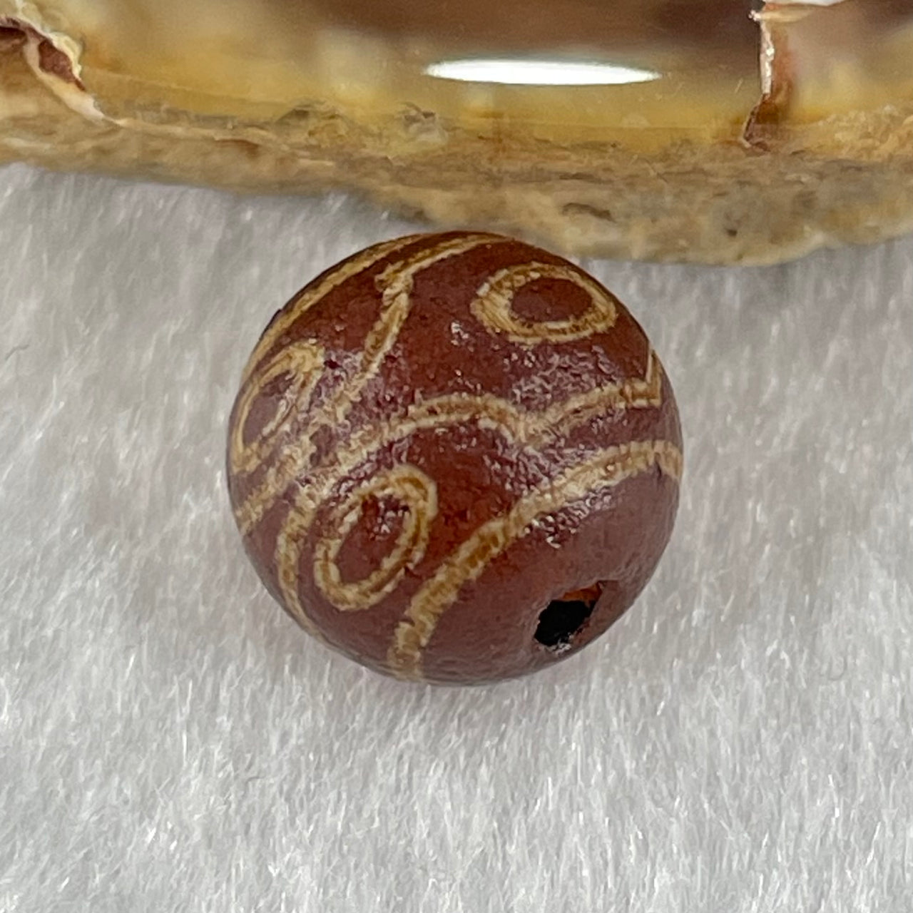 Natural Powerful Tibetan Old Oily Agate 6 Eyes Dzi Bead Heavenly Master (Tian Zhu) 六眼天诛 1.44g 10.0 by 10.4mm - Huangs Jadeite and Jewelry Pte Ltd