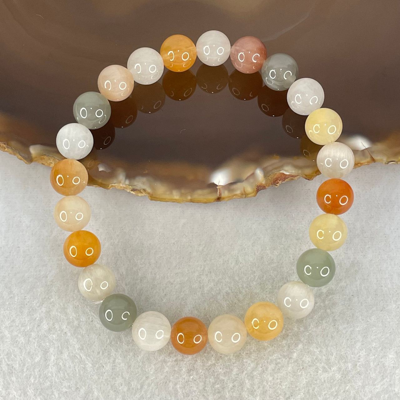Above Average Grade Natural Muti Colour Rabbit Hair Rutilated Quartz Beads Bracelet 17.83g 16cm 8.3mm 24 Beads - Huangs Jadeite and Jewelry Pte Ltd