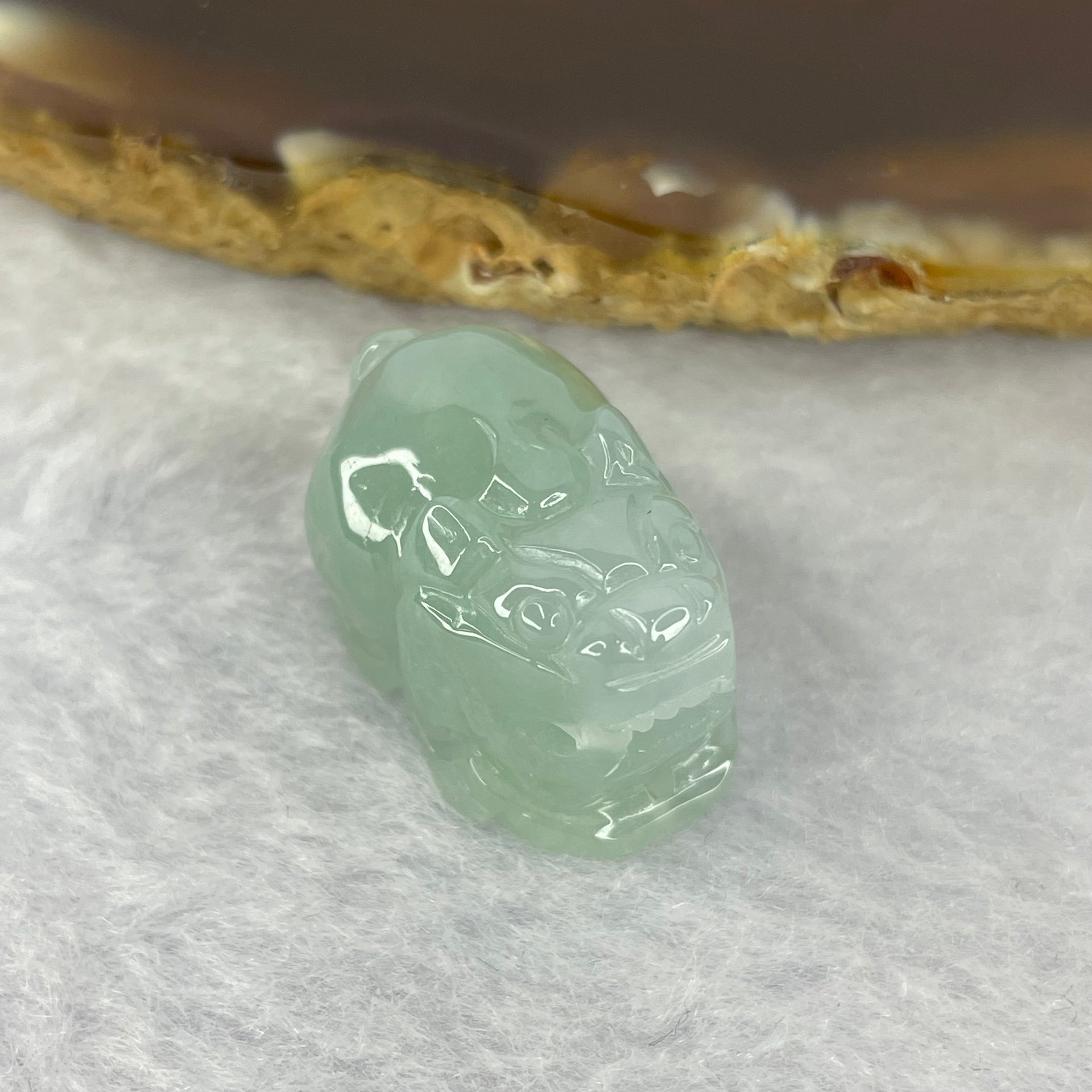 Type A Sky Blue Jadeite Pixiu Pendent A货天空蓝色翡翠貔貅牌  9.56g 22.0 by 14.6 by 14.6 mm - Huangs Jadeite and Jewelry Pte Ltd