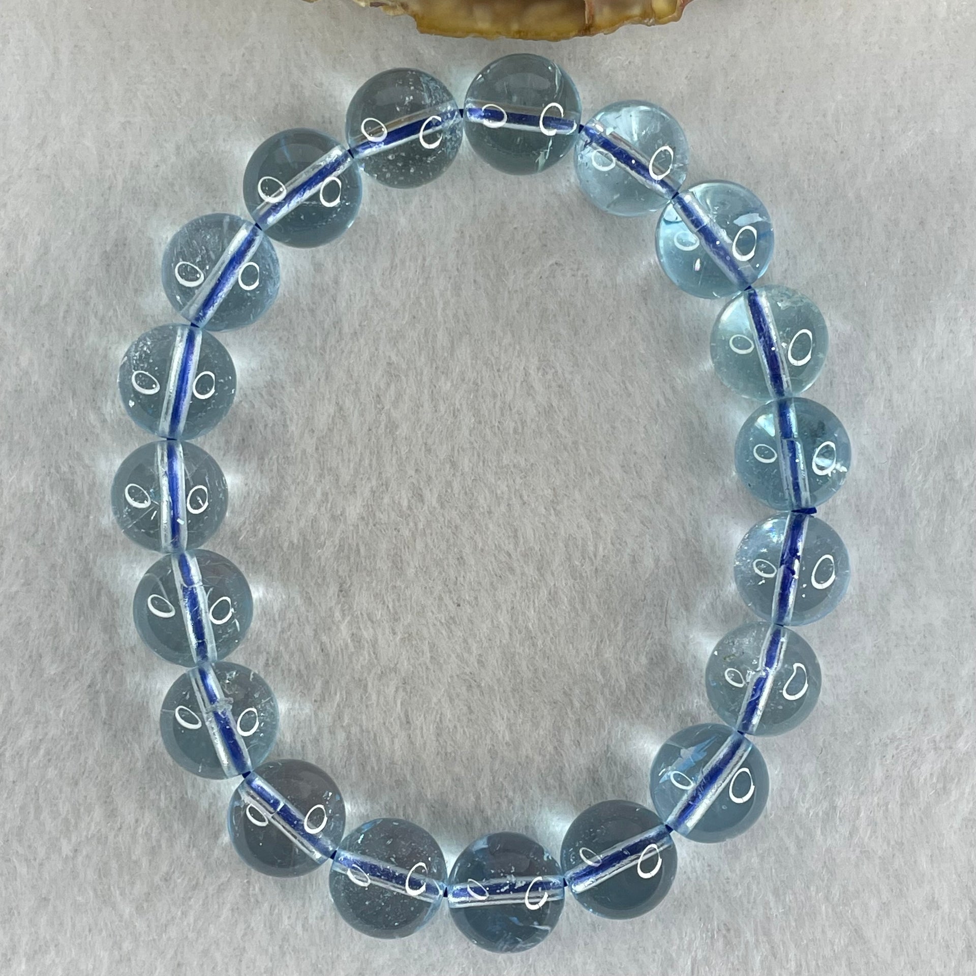 Good Grade Natural Blue Topaz Beads Bracelet 43.74g 16.5cm 10.9mm 19 Beads - Huangs Jadeite and Jewelry Pte Ltd