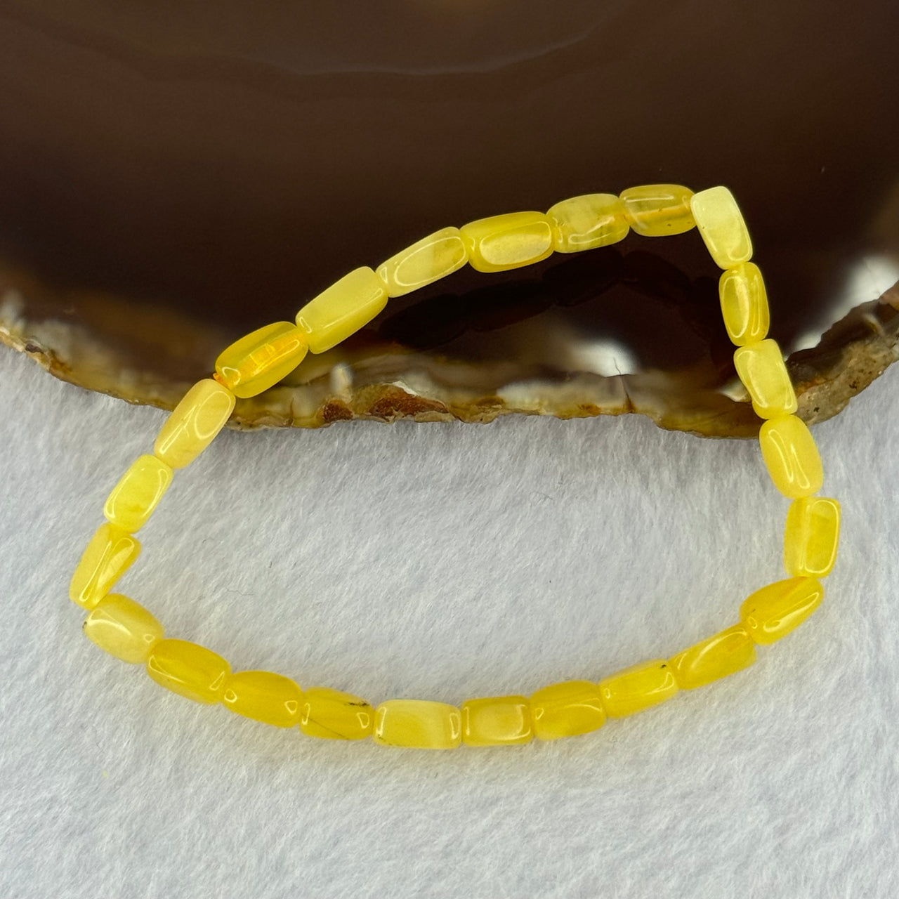 Natural Butterscotch Amber Beads Bracelet 2.29g 15.5cm 5.1mm 24pcs - Huangs Jadeite and Jewelry Pte Ltd