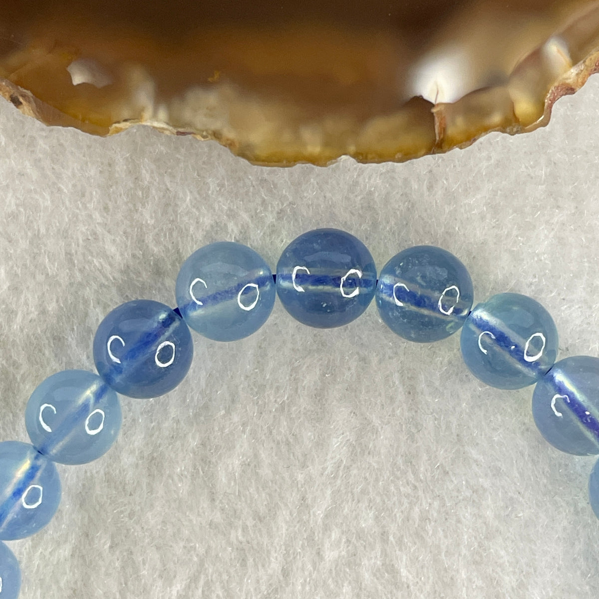 Certified Good Grade Natural Aquamarine Beads Bracelet | 15.5cm with 24 Beads 7.8mm (14.62g | Ocean Blue Translucency | Throat & Third Eye Chakra Harmony, Tranquil Communication & Serene Wealth Shield)