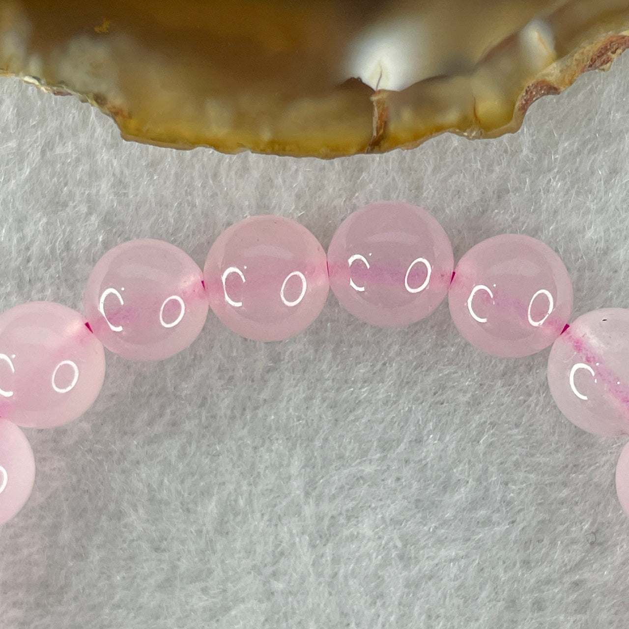 Natural Pink with Blue Chalcedony Agate Beads Bracelet 15.54g 14.5cm 8.0mm 21 Beads