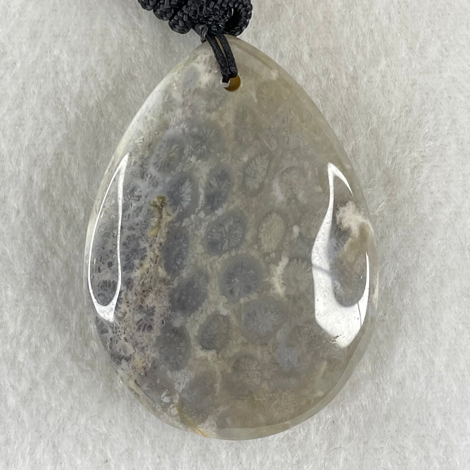 Natural Grey Brown White Coral Agate Pendant 23.97g 43.4 by 33.0 by 11.5mm - Huangs Jadeite and Jewelry Pte Ltd