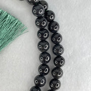 Type A Opaque Wuji Black Jadeite Beads Necklace 138.78g 74cm 10.2mm 76 Beads - Huangs Jadeite and Jewelry Pte Ltd