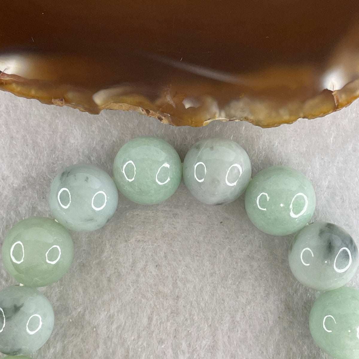 Natural Type A Green & Dark Green Piao Hua Jadeite Beads Bracelet |(60.32g | 16.0cm | 13.2mm x 16 Beads | Synergy, "Piao Hua" Wealth Growth & Feng Shui Prosperity Anchor)