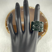 Rare Type A Old Mine Full Spicy Green Jade Jadeite Dragon Ring 17.59g US 14.75 HK 33.5 Inner Diameter 23.7mm Thickness 21.6 by 3.4 - Huangs Jadeite and Jewelry Pte Ltd