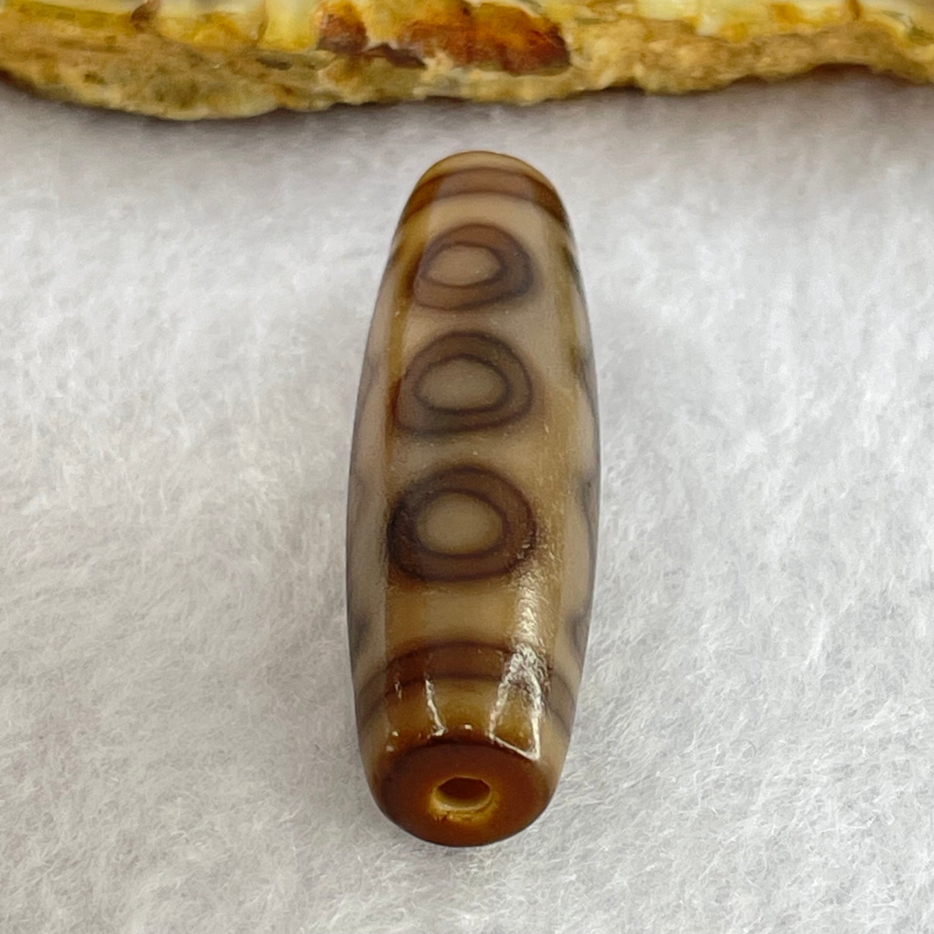 Natural Powerful Tibetan Old Oily Agate 5 Eyes Dzi Bead Heavenly Master (Tian Zhu) 五眼天诛 7.57g 38.7 by 11.5mm - Huangs Jadeite and Jewelry Pte Ltd
