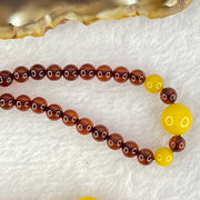 Natural Blood Red with Yellow Amber Beads Necklace 天然血珀项链 12.27g 60cm 9.4mm 3 Beads 5.7mm 6 Beads 5.1mm 104 Beads - Huangs Jadeite and Jewelry Pte Ltd