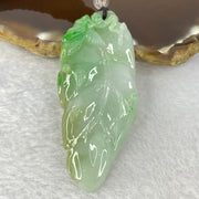Type A Light Green with Green Jadeite Bee on Leaf Pendent 22.23g 67.2 by 27.8 by 7.0mm - Huangs Jadeite and Jewelry Pte Ltd