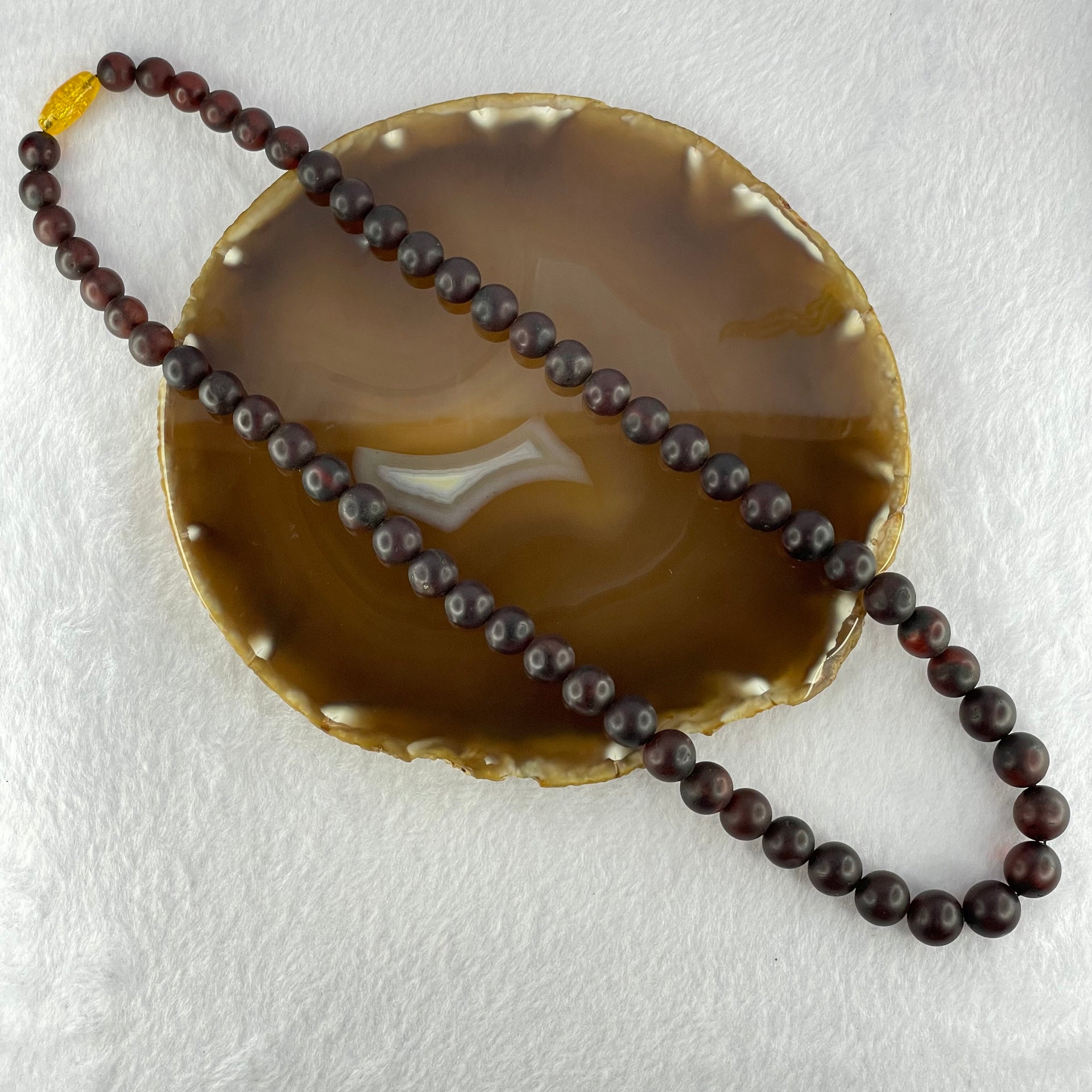 Natural Dark Red Medicine Amber Beads Necklace 天然红药琥珀项链  35.36g 56cm 9.0 - 12.0mm 56 Beads - Huangs Jadeite and Jewelry Pte Ltd