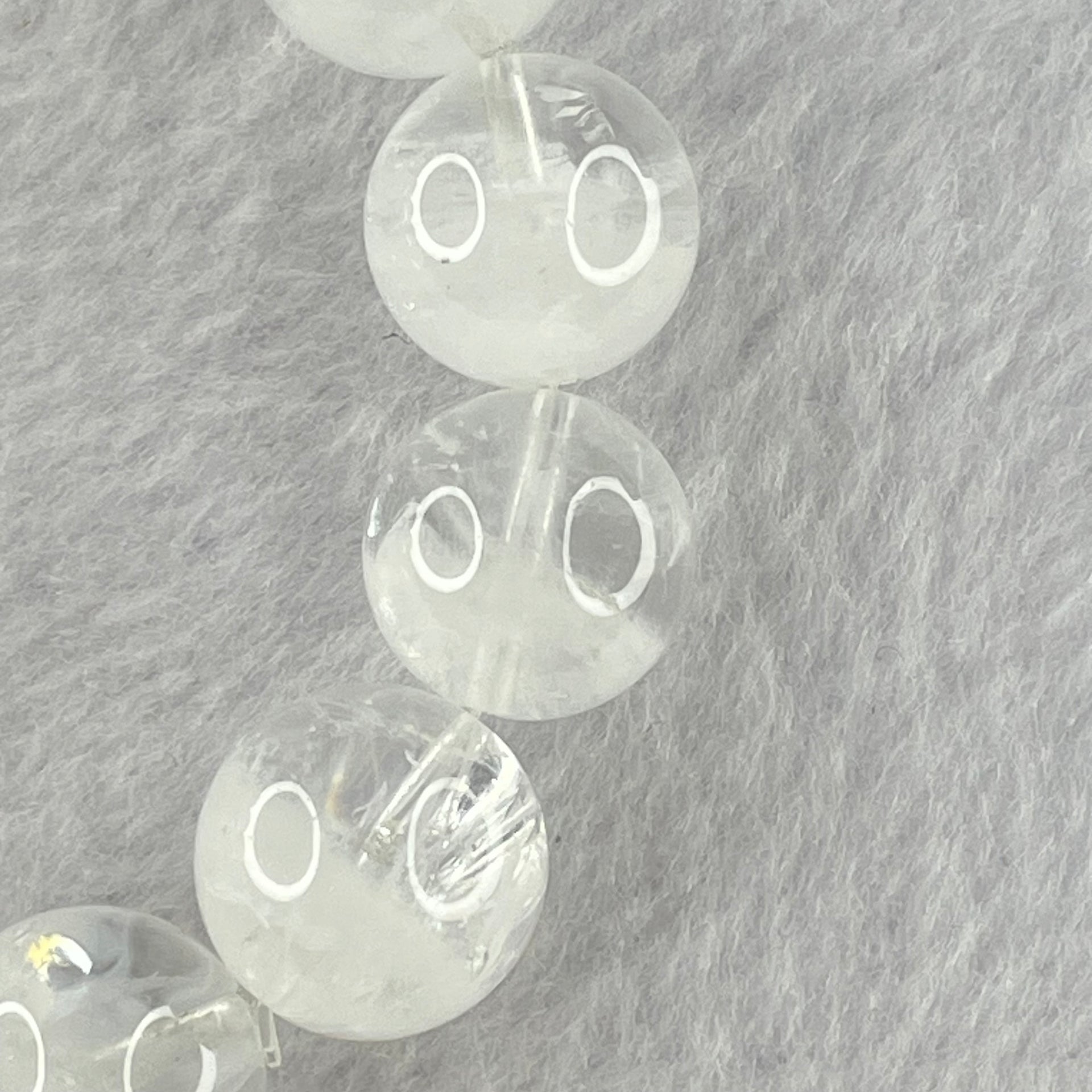 Natural White Phantom Quartz Beads Bracelet 52.08g 18.5cm 13.9mm 16 Beads - Huangs Jadeite and Jewelry Pte Ltd