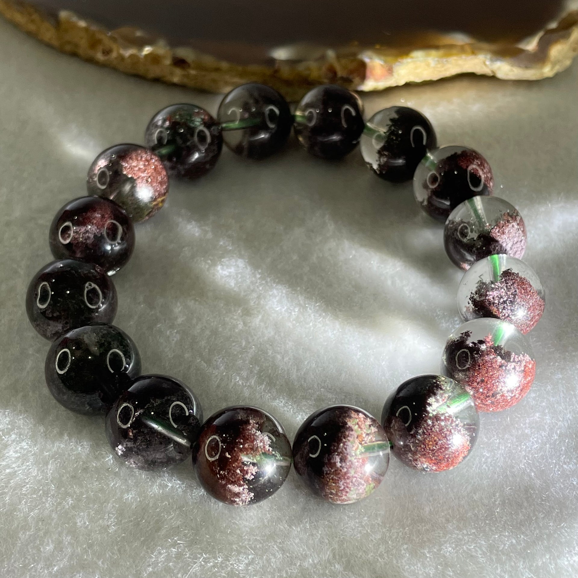 Good Grade Natural Red Phantom Quartz Beads Bracelet 50.15g 17cm 13.4mm 16 Beads - Huangs Jadeite and Jewelry Pte Ltd