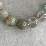 Natural Green with Pinkish Flower Agate Beads Bracelet 30.04g 16.5cm 10.8mm 19 Beads - Huangs Jadeite and Jewelry Pte Ltd