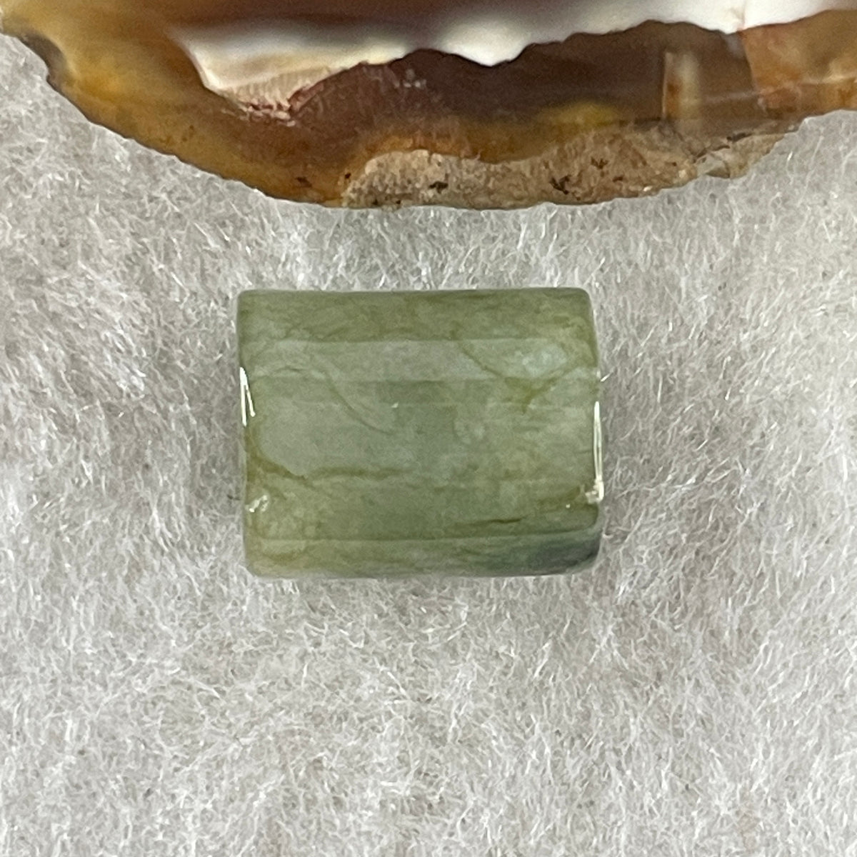 Natural Type A Brownish Green & Green Jadeite Lu Lu Tong Charm Pendant | Cylinder Smooth Fortune & Career (2.57g | 11.7 x 9.6mm | External Rough) - Huangs Jadeite and Jewelry Pte Ltd