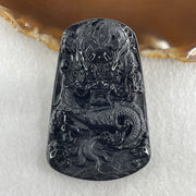 Type A Opaque to Partial Translucent Black Omphacite Jadeite Dragon Pendant 32.91g 66.0 by 42.2 by 9.5mm - Huangs Jadeite and Jewelry Pte Ltd