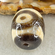 Natural Powerful Tibetan Old Oily Agate 3 Eyes Dzi Bead Heavenly Master (Tian Zhu) 三眼天诛 7.61g 20.1 by 16.1mm - Huangs Jadeite and Jewelry Pte Ltd