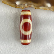 Natural Powerful Tibetan Old Oily Red White Agate One Eye Gold Metal Element Dzi Bead Heavenly Master (Tian Zhu) 一眼金天珠 11.50g 38.6 by 13.9mm - Huangs Jadeite and Jewelry Pte Ltd