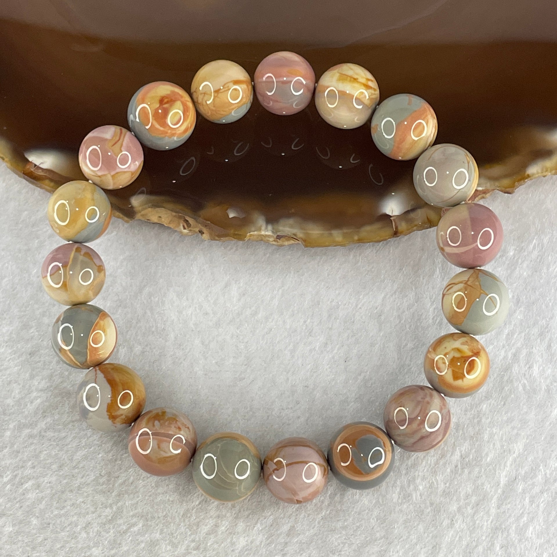 Certified Natural Alashan Agate Pink Beads Bracelet 30.49g 16.5cm 11.1mm 19Beads - Huangs Jadeite and Jewelry Pte Ltd