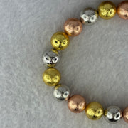 Natural Meteorite Sliver, Gold and Rose Gold Color Beads Bracelet 88.44g 17.5cm 10.3mm 20 Beads - Huangs Jadeite and Jewelry Pte Ltd