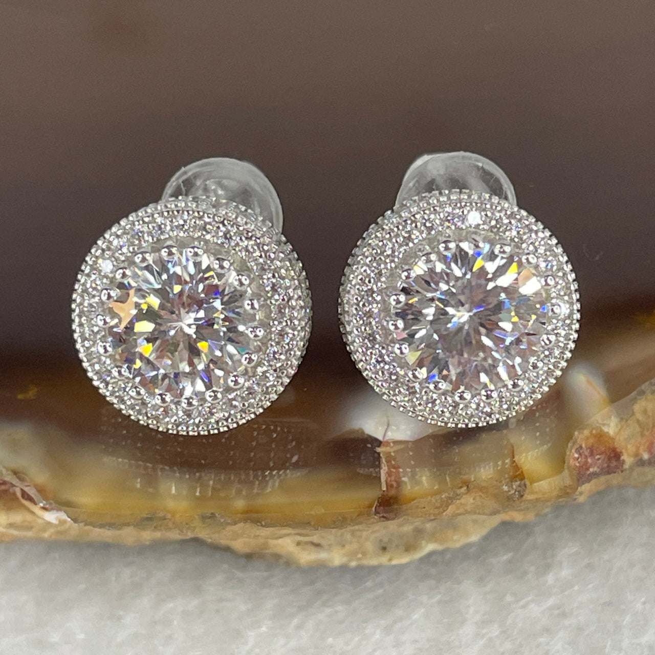 Genuine Moissanite Earrings S925 Silver - 5.0mm 0.5ct Each - D Color VVS1 Clarity Excellent Cut - 2.68g - GRA Certified with Authenticity Card