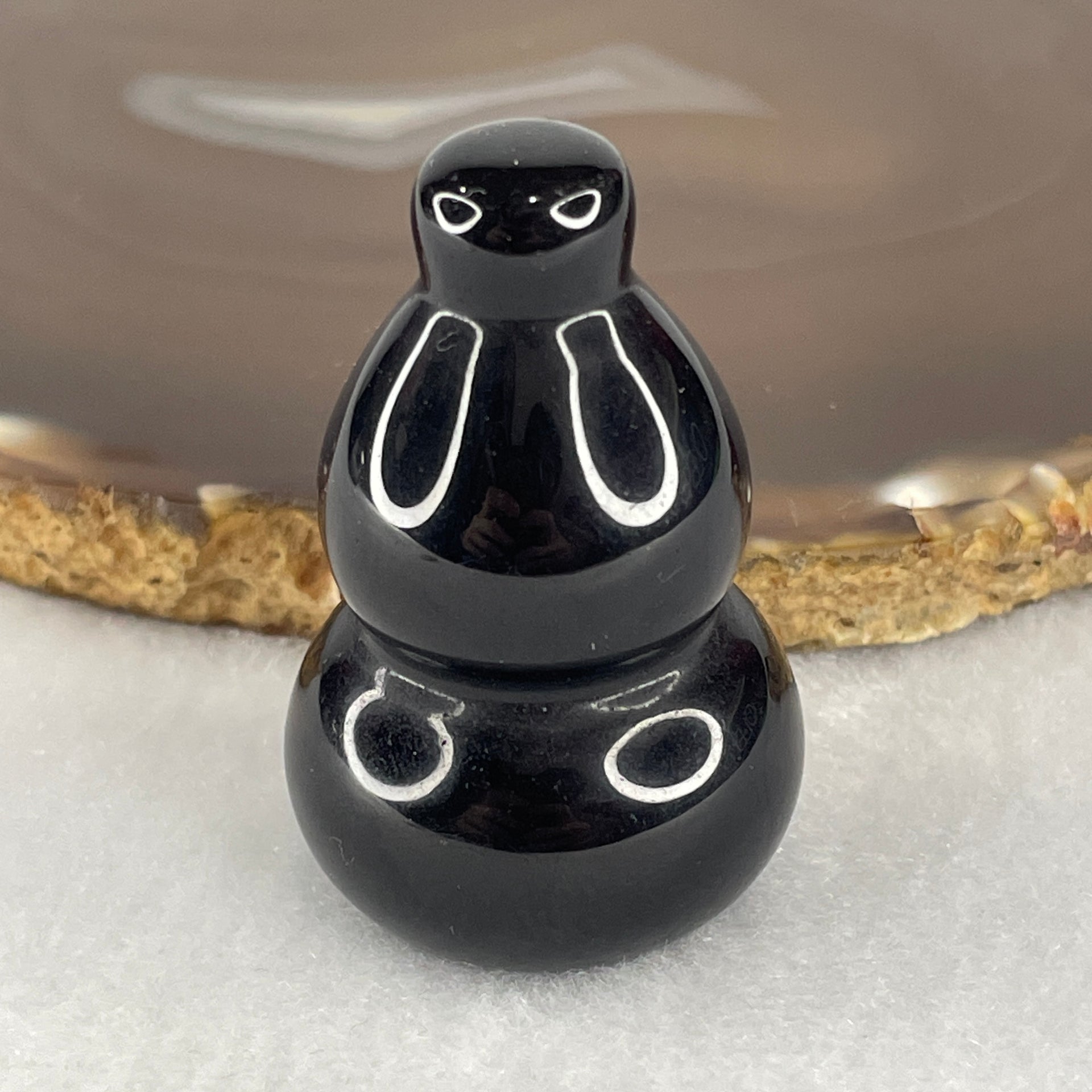 Natural Black Obsidian Mini Hulu Display 38.32g 44.7 by 29.0mm - Huangs Jadeite and Jewelry Pte Ltd