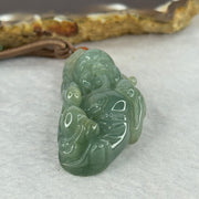 Type A Blueish Green Jadeite Shou Xing Gong Pendant for Longevity and Good Health 蓝水翡翠寿星公牌20.73g 45.3 by 21.7 13.3mm - Huangs Jadeite and Jewelry Pte Ltd
