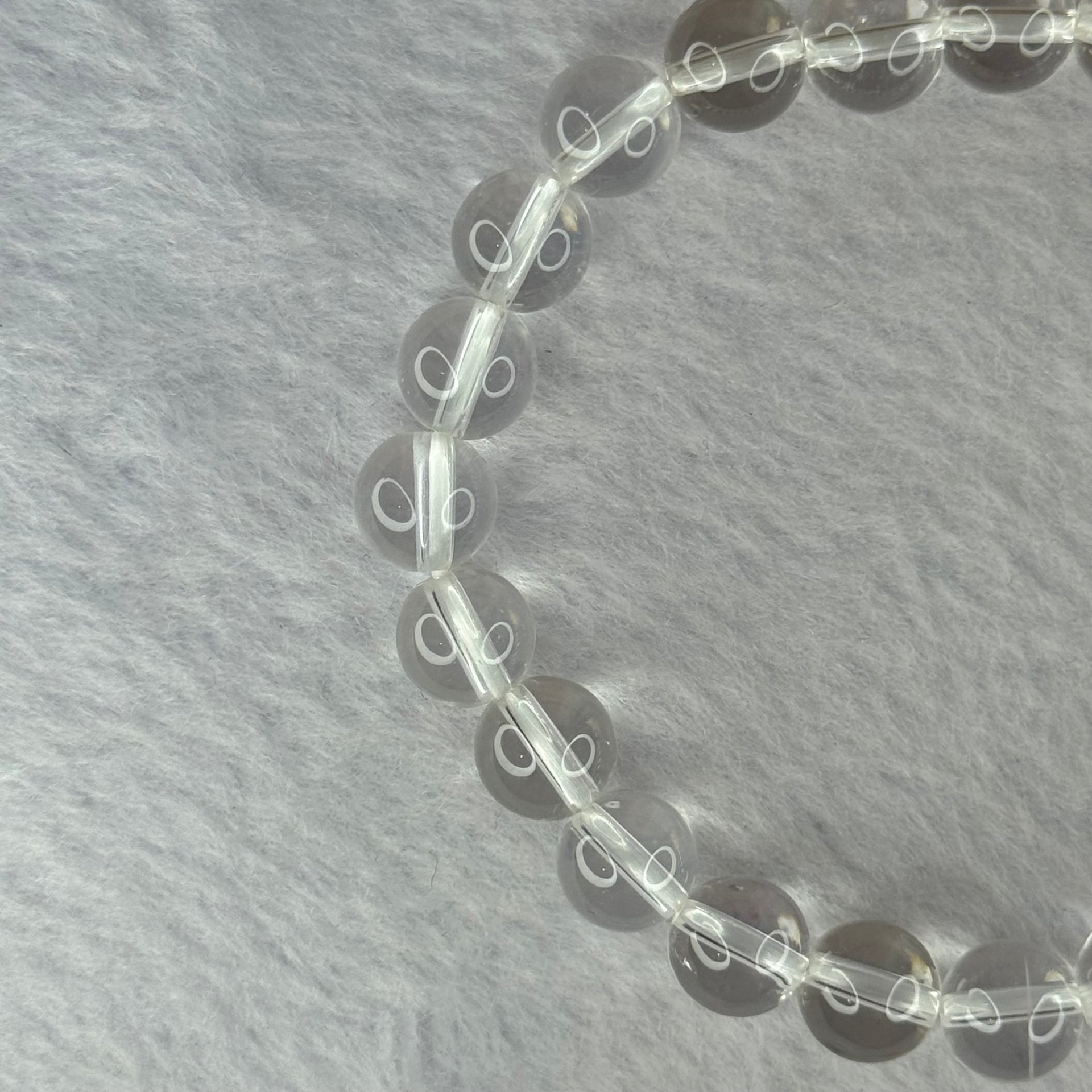Natural Clear Quartz Bracelet 天然白水晶手链 18.64g 16.5cm 8.4mm 24 Beads - Huangs Jadeite and Jewelry Pte Ltd