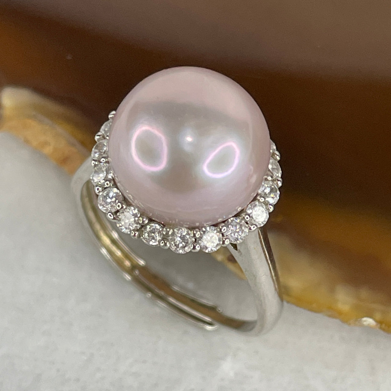 Natural Silver Pearl Statement Ring | Premium S925 Sterling Silver Adjustable | 11.7x9.5mm High-Luster Metallic Marine Treasure (4.33g 11.7x9.5mm)