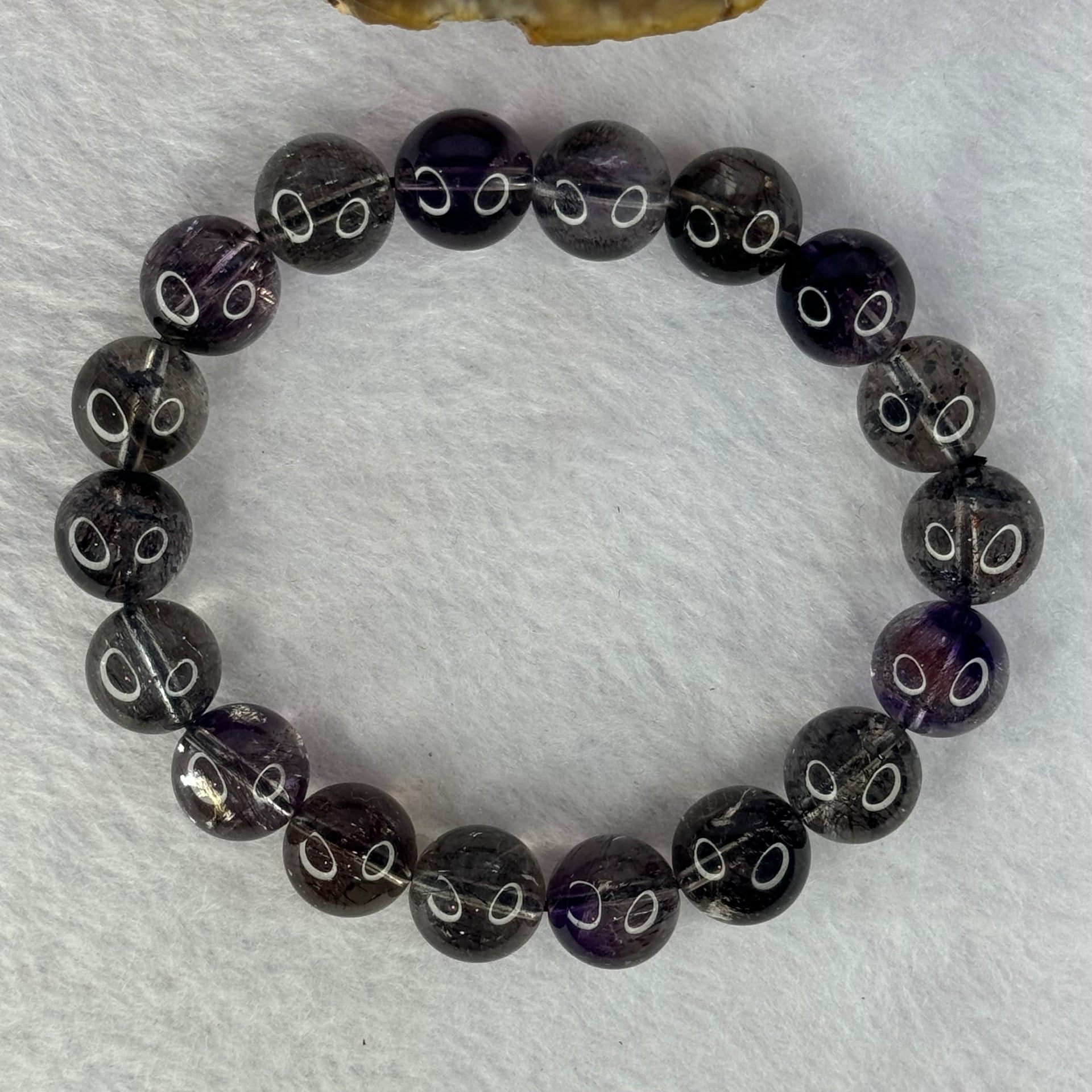 Very Good Grade Natural Transparent Dark Black Super 7 Beads Bracelet 非常好的等级天然透明深黑色超级七珠手链 39.27g 18cm 11.8mm 18 Beads - Huangs Jadeite and Jewelry Pte Ltd