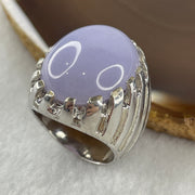 Certified Natural Good Grade Type A Full Lavender Jadeite Ring in S925 Sliver 7.25g 22.5 by 18.5 by 8.5mm US 9.4 HK 21 - Huangs Jadeite and Jewelry Pte Ltd