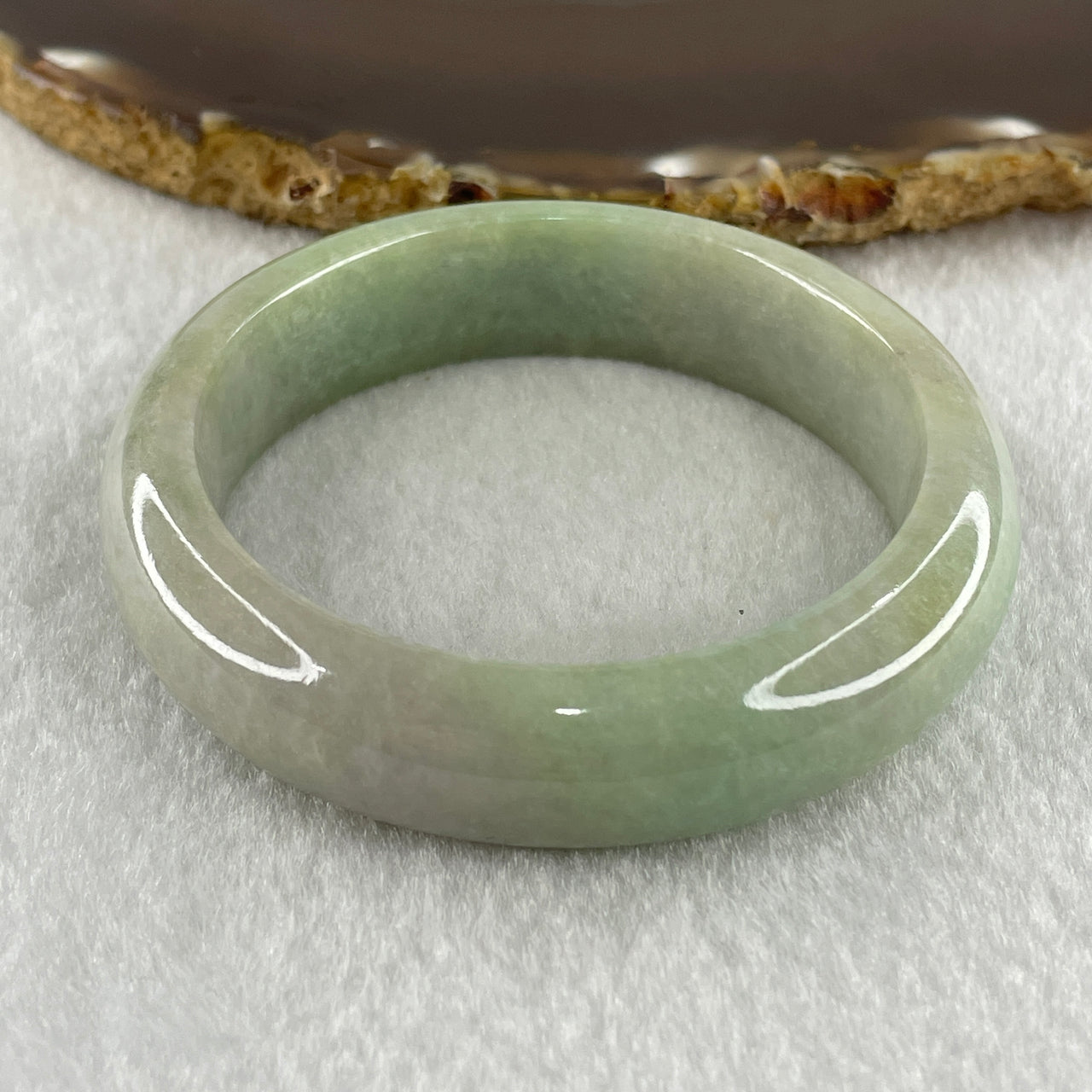 Natural Type A Light Green Jadeite Bangle 60.68g Inner Diameter 52.8mm 14.1 by 9.3mm (Very Very Slight Internal Lines) - Huangs Jadeite and Jewelry Pte Ltd
