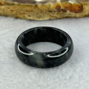 Type A Black Wuji Jadeite Ring 4.19g 7.2 by 3.4mm US8.25 HK18 - Huangs Jadeite and Jewelry Pte Ltd