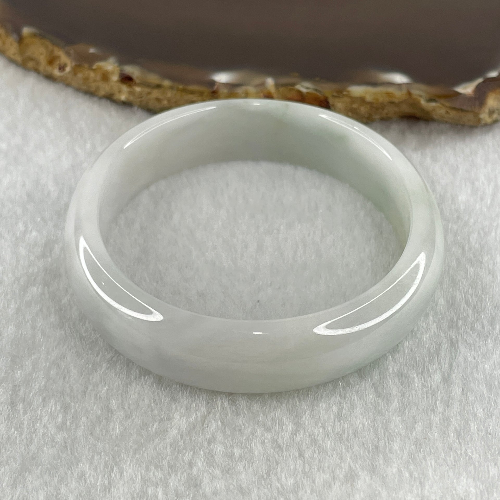 Natural Type A Faint Green Faint Lavender Jadeite Oval Bangle 37.24g Inner Diameter 56.6mm 12.7 by 6.4mm (Very Very Slight Internal Lines) - Huangs Jadeite and Jewelry Pte Ltd