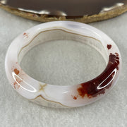 Natural White with Red Flower Agate Bangle 50.12g Inner Diameter 56.0mm 14.0 by 9.0mm - Huangs Jadeite and Jewelry Pte Ltd