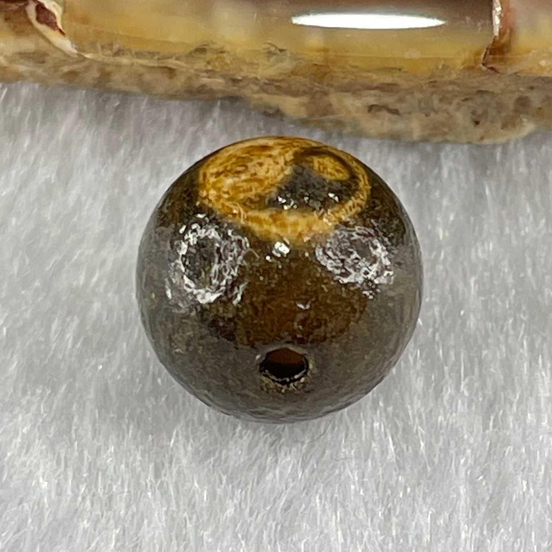 Natural Powerful Tibetan Old Oily Agate Yin Yang Bead Heavenly Master (Tian Zhu) 1.43g 10.0 by 10.3mm - Huangs Jadeite and Jewelry Pte Ltd