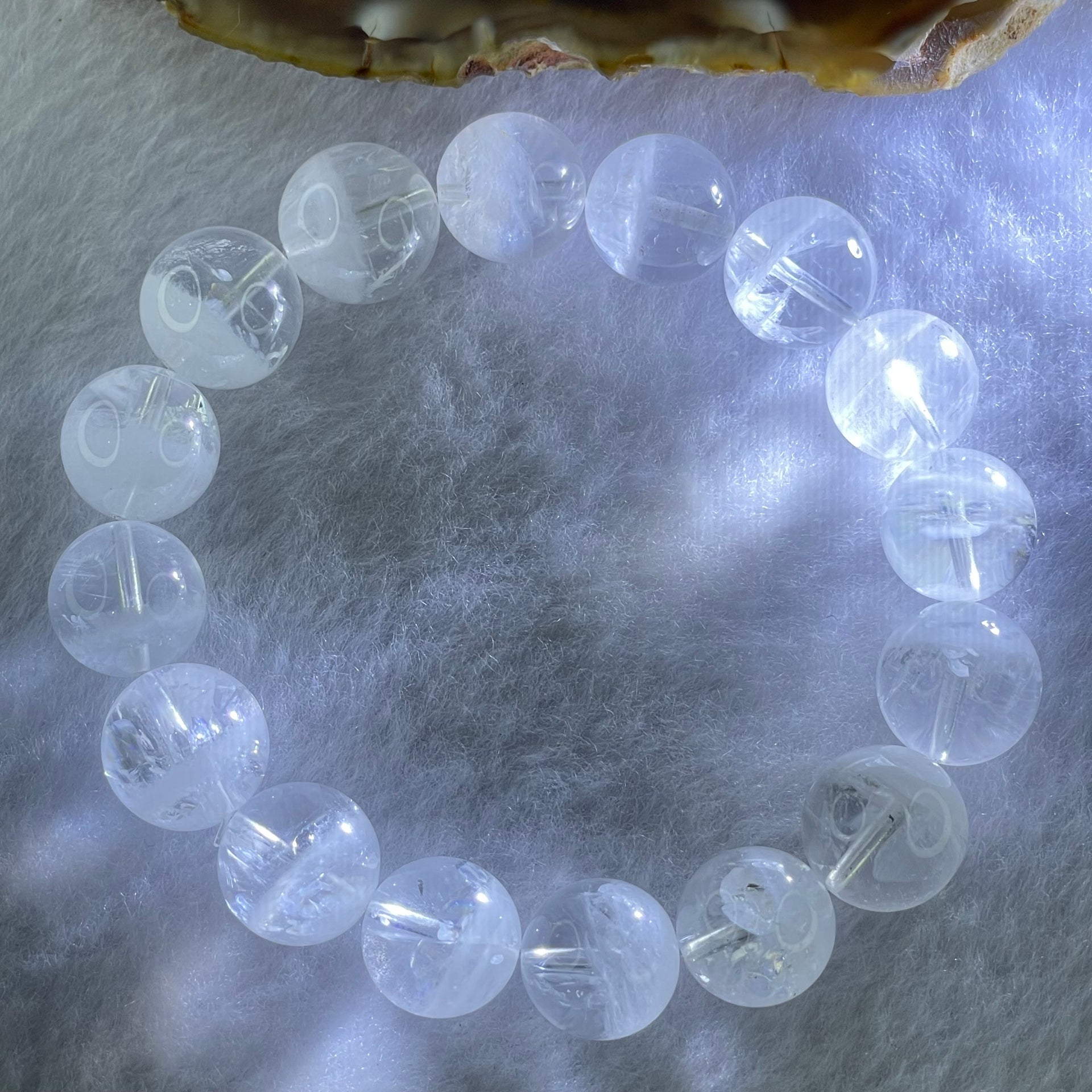 Natural White Phantom Quartz Beads Bracelet 52.08g 18.5cm 13.9mm 16 Beads - Huangs Jadeite and Jewelry Pte Ltd