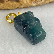 Natural Purple and Green Fluorite Ox Charm Pendant 4.00g 17.3 by 10.8 by 9.8mm - Huangs Jadeite and Jewelry Pte Ltd