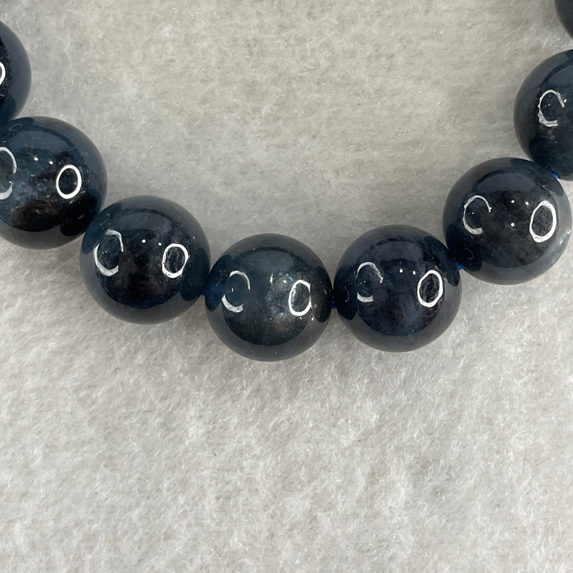 Above Average Natural Blue Devil Aquamarine Beads Bracelet 37.72g 16cm 11.8mm 17 Beads - Huangs Jadeite and Jewelry Pte Ltd