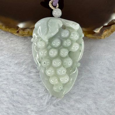 Type A Light Green with Light Lavender Jadeite Grape Pendent/Necklace 22.73g 44.6 by 30.4 by 10.9 mm - Huangs Jadeite and Jewelry Pte Ltd