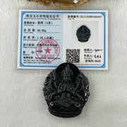 Type A Opaque Black Omphacite Jadeite Good Vs Evil Thousand Hand Guan Yin Pendant Rat Zodiac Guardian 48.06g 50.8 by 44.0 by 12.5mm - Huangs Jadeite and Jewelry Pte Ltd