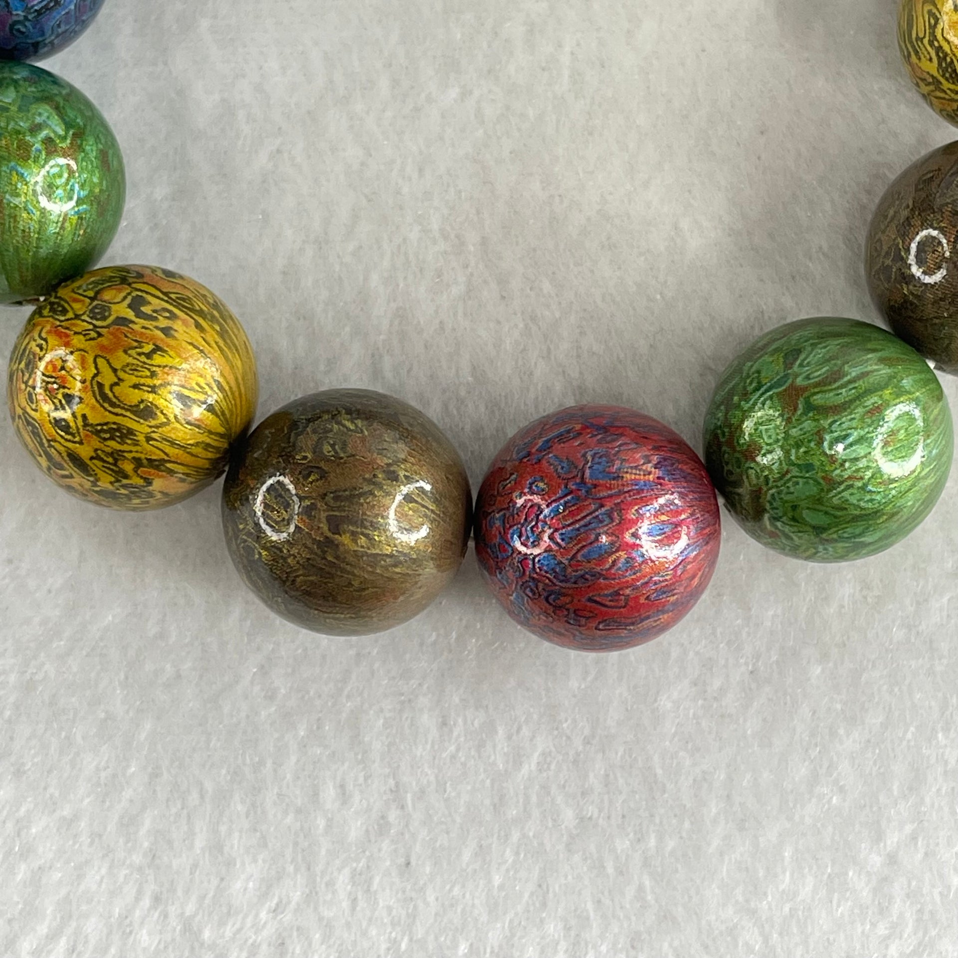 Natural Colored Rosewood Beads Bracelet 46.10g 18cm 18.2mm 13 Beads - Huangs Jadeite and Jewelry Pte Ltd