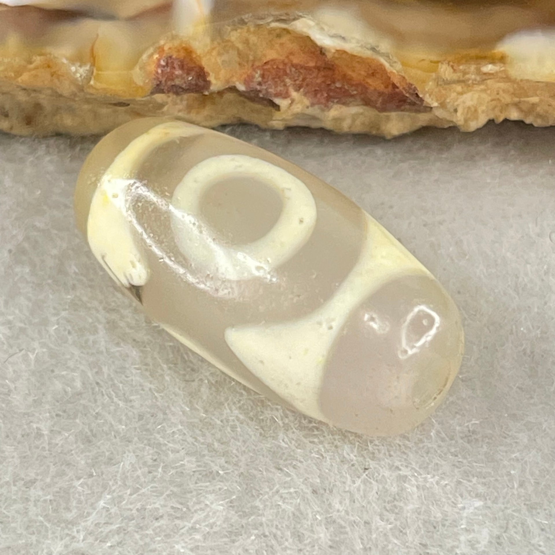 Natural Powerful Tibetan Old Oily Agate 3 Eyes Dzi Bead Heavenly Master (Tian Zhu) 三眼天诛 2.80g 20.1 by 9.9mm - Huangs Jadeite and Jewelry Pte Ltd