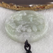 Natural Type A Light Green with Faint Lavender Jadeite Shan Shui with Guiren Benefactor Pendant 56.64g 54.1 by 9.2mm - Huangs Jadeite and Jewelry Pte Ltd
